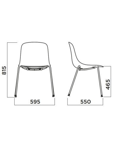 Dimensions chaise tapissée 4 pieds empilable pour accueil ou bureau – Pure Loop Mono