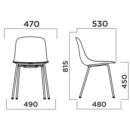 Chaise tapissée non empilable 4 pieds pour accueil – Pure Loop Mono 2