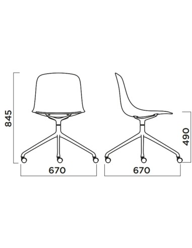 Dimensions chaise pivotante en tissu à roulettes Pure Loop Mono