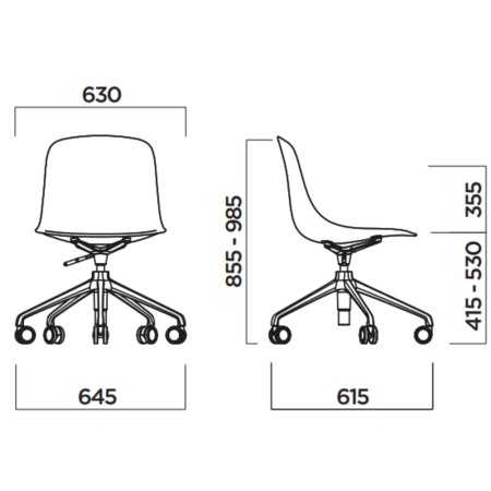 Chaise pivotante à roulettes 5 branches tissu beige – Pure Loop Mono 2