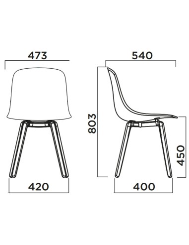 Dimensions chaise tissu et pieds bois pour salle d’accueil ou restaurant