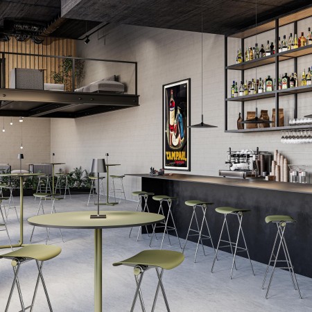 tabouret de cafétaria ou salle de pause - acier et plastique vert Flip