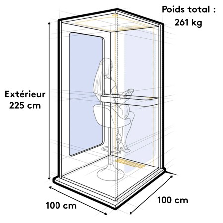 Dimension cabine Haven One en bois