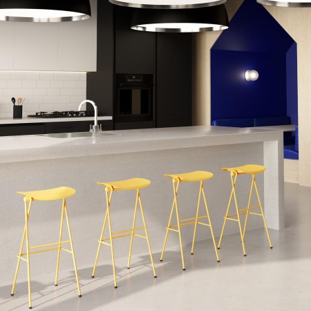 Tabouret de cuisine pieds en acier bleu - design simple, coloré et confortable Flip 2