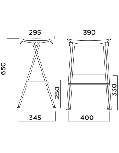 Dimensions Tabouret Flip de cuisine avec assise en plastique