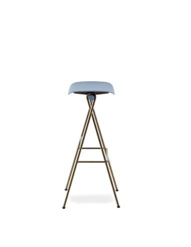 	Tabouret de cuisine en acier et plastique - bleu et laiton design simple et intelligent Flip