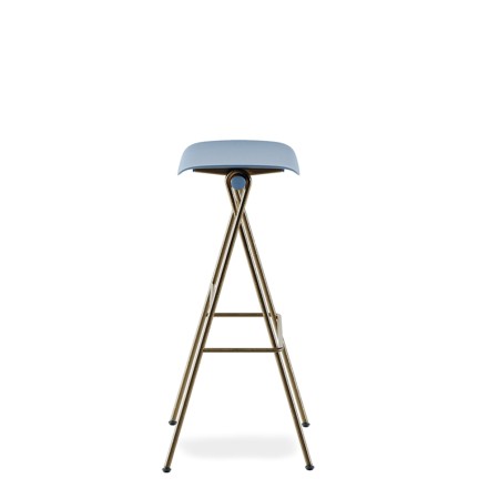 	Tabouret de cuisine en acier et plastique - bleu et laiton design simple et intelligent Flip