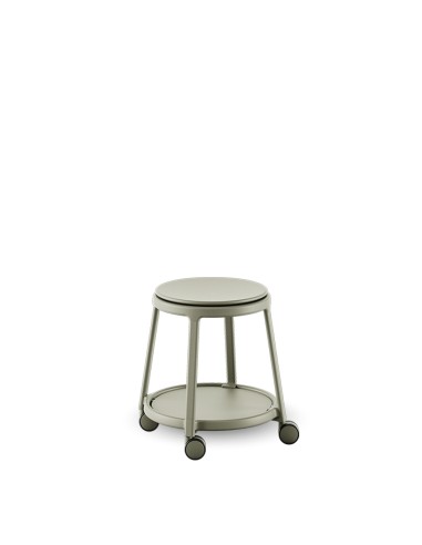 Tabouret en acier et plastique beige - avec roulettes et tablette ROUND&ROLL pivotant