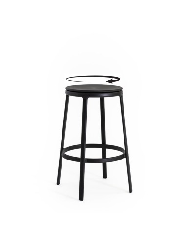 Tabouret pivotant coloris noir - espaces de coworking ou cafétaria 