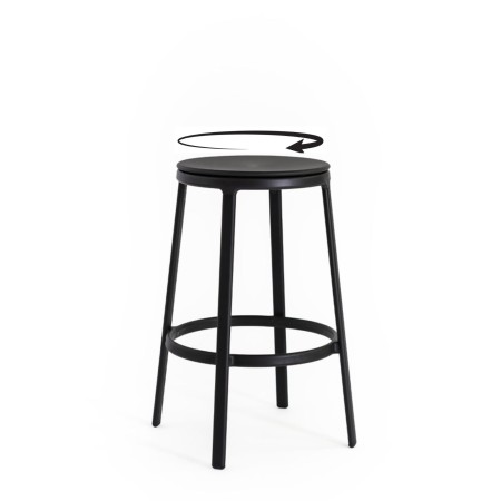 Tabouret pivotant coloris noir - espaces de coworking ou cafétaria 
