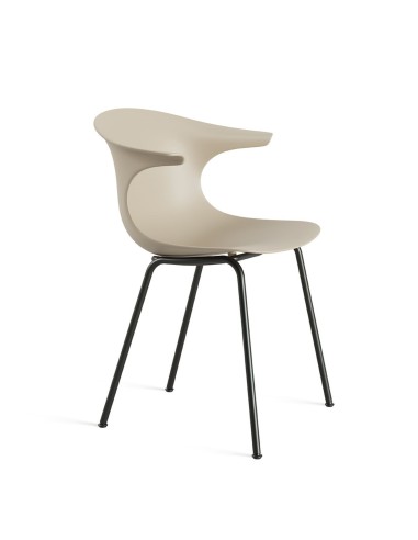 Chaise beige en plastique et acier - aménagement fixes, restauration 