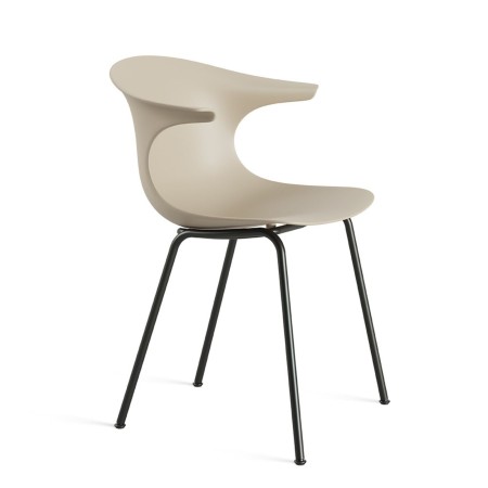 Chaise beige en plastique et acier - aménagement fixes, restauration 