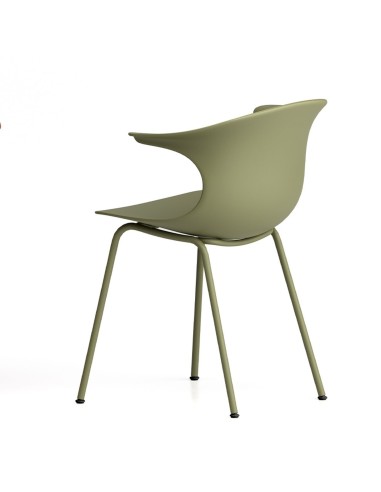 Chaise Loop Mono en vert - coque en plastique et pieds en acier teint