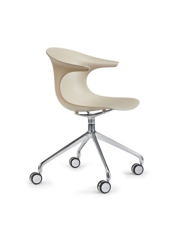 Chaise de réunion pivotante à roulettes sable – Loop Mono Design