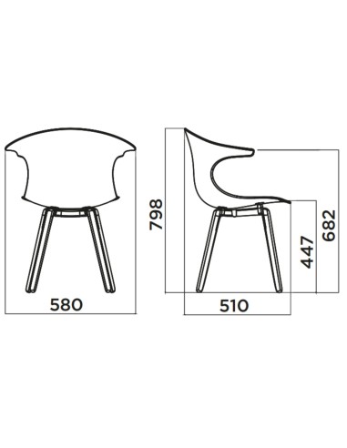 Dimensions chaise pieds de bois Loop Mono