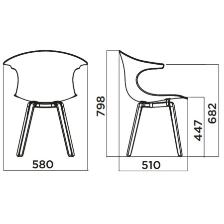 Dimensions chaise pieds de bois Loop Mono