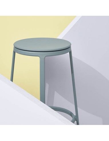 tabouret de bar en plastique et acier - coloris gris bleu - ROUND&ROUND
