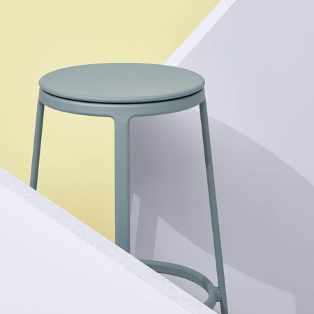 tabouret de bar en plastique et acier - coloris gris bleu - ROUND&ROUND