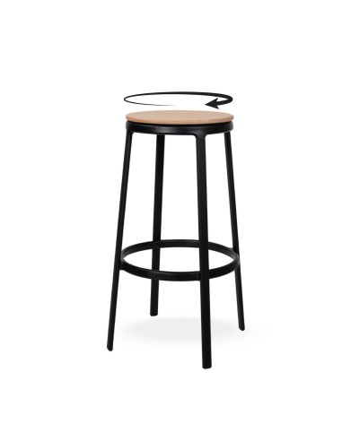 Tabouret haut ROUND&ROUND avec assise pivotante en frêne