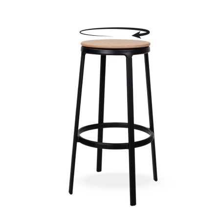 Tabouret haut ROUND&ROUND avec assise pivotante en frêne
