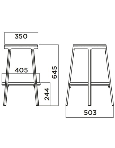 Dimensions tabourets ROUND&ROUND hauteur cuisine