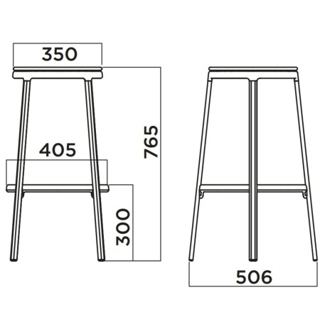 Dimensions Tabouret de bar avec assise tissu – ROUND&ROUND