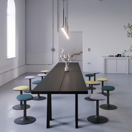 Table de réunion avec tabouret bas Flink - multiple coloris tissu