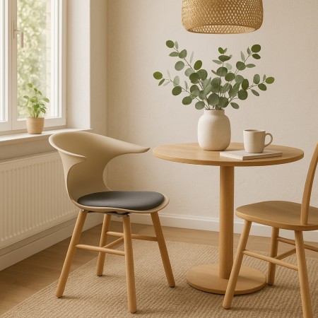 	chaise rétro design pieds en bois avec assise rembourrée 2