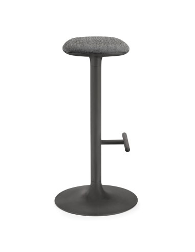 Tabouret Flink bar gris anthracite avec assise en tissu rembourré et repose-pieds rond