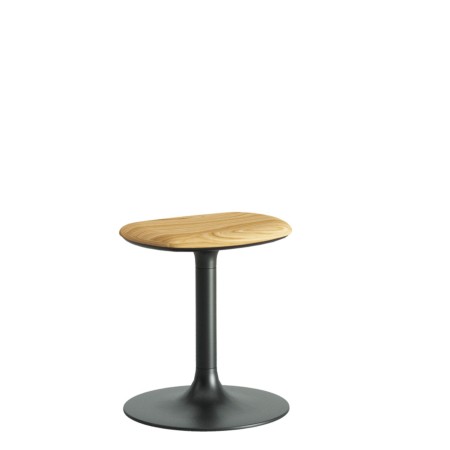 Tabouret Flink bas finition bois naturel avec piétement noir, idéal pour espaces collaboratifs ou cuisine contemporaine