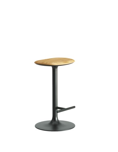 Tabouret de cuisine Flink Wood avec assise en bois clair et piètement noir, design contemporain