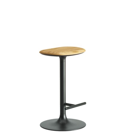 Tabouret de cuisine Flink Wood avec assise en bois clair et piètement noir, design contemporain