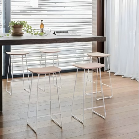 Îlot de cuisine avec tabouret hauteur 64cm - acier et plastique, léger et coloré KLEJN