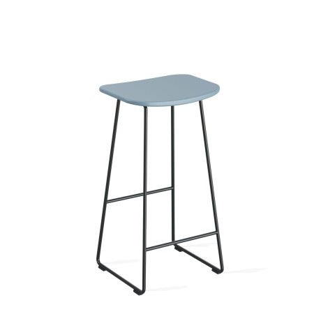 Tabouret de cuisine bleu en plastique et acier pour îlot et espaces partagés KLEJN