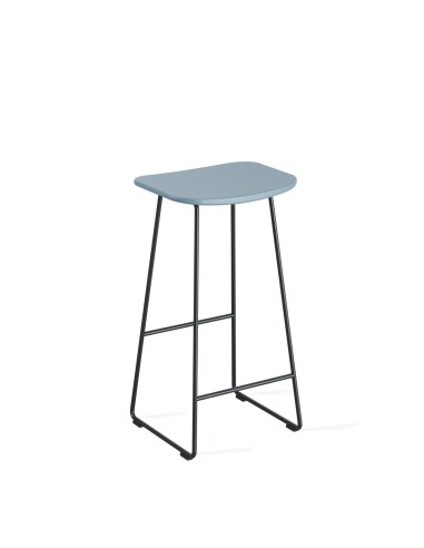 Tabouret de cuisine bleu en plastique et acier pour îlot et espaces partagés KLEJN