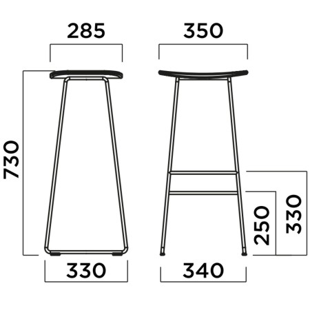 Dimensions du tabouret haut de bar KLEJN