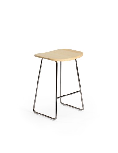 tabouret bas KLEJN en bois et acier – assise frêne naturel