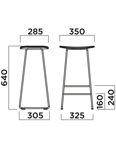 Dimensions Tabouret en bois de cuisine et îlot KLEJN