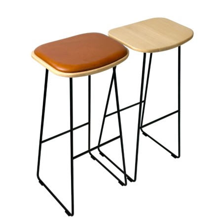 KLEJN tabouret de cuisine en bois de frêne et assise en tissu