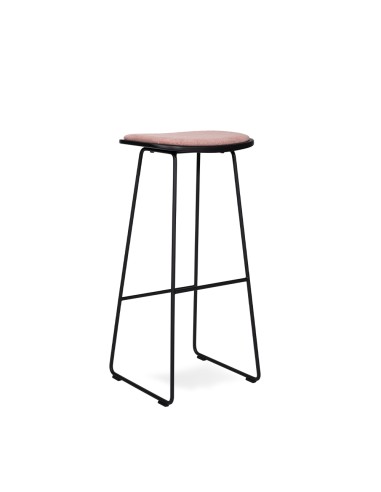 Tabouret de bar Klejn avec structure noire et assise en tissu rose