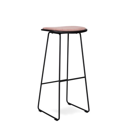 Tabouret de bar Klejn avec structure noire et assise en tissu rose