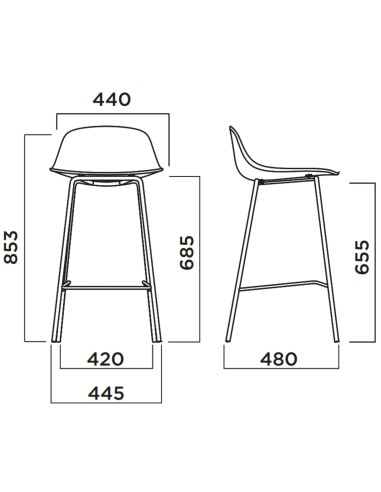 Dimensions du tabouret Pure Loop Mini 4 legs kitchen