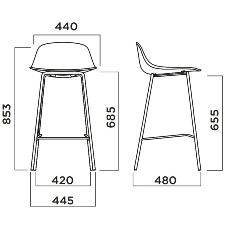 Dimensions du tabouret Pure Loop Mini 4 legs kitchen