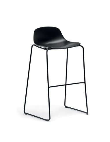 Tabouret de cuisine noir en plastique et acier - assise confortable hauteur îlot Pure Loop Mini