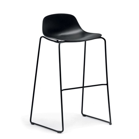 Tabouret de cuisine noir en plastique et acier - assise confortable hauteur îlot Pure Loop Mini