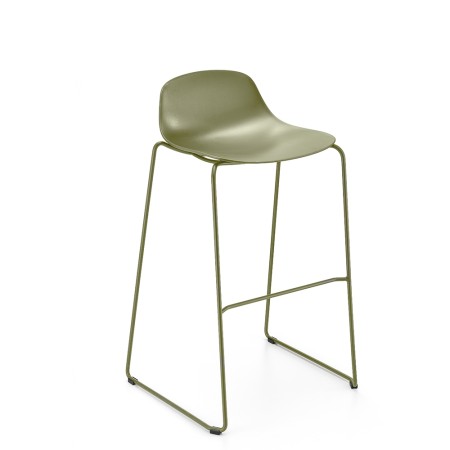 Tabouret de bar Pure Loop Mini Rod entièrement vert, avec structure traîneau
