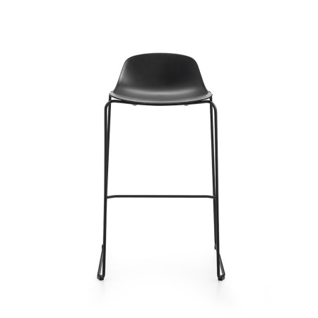 Tabouret de bar Pure Loop Mini Rod avec coque plastique noire - léger et empilable par 4
