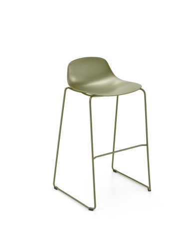 Tabouret de bar Pure Loop Mini Rod entièrement vert, avec structure traîneau