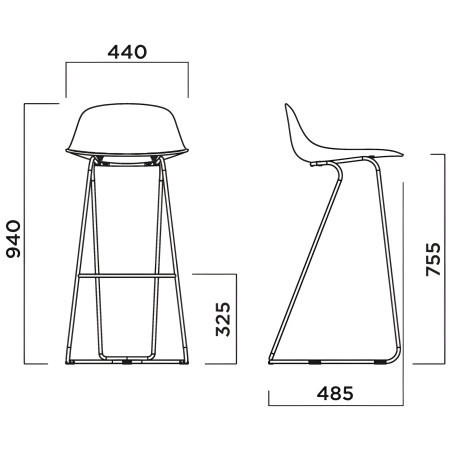 Dimensions de la chaise Pure Loop Mini Dandy pour bar