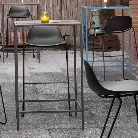 Pure loop mini hauteur cuisine extérieure - chaise haute en plastique et acier coloré pour terrasse et extérieurs
